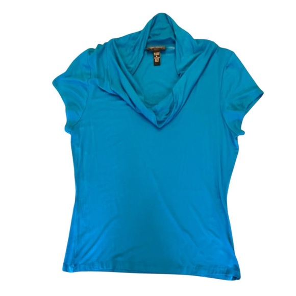 Cable & Gauge Blue Short Sleeve Cowl Neck Top Size XL - Picture 1 of 9